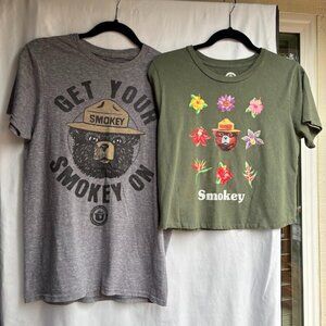 Smokey Bear Graphic Tee Bundle S/M | Forestcore Official License Graphic Duo